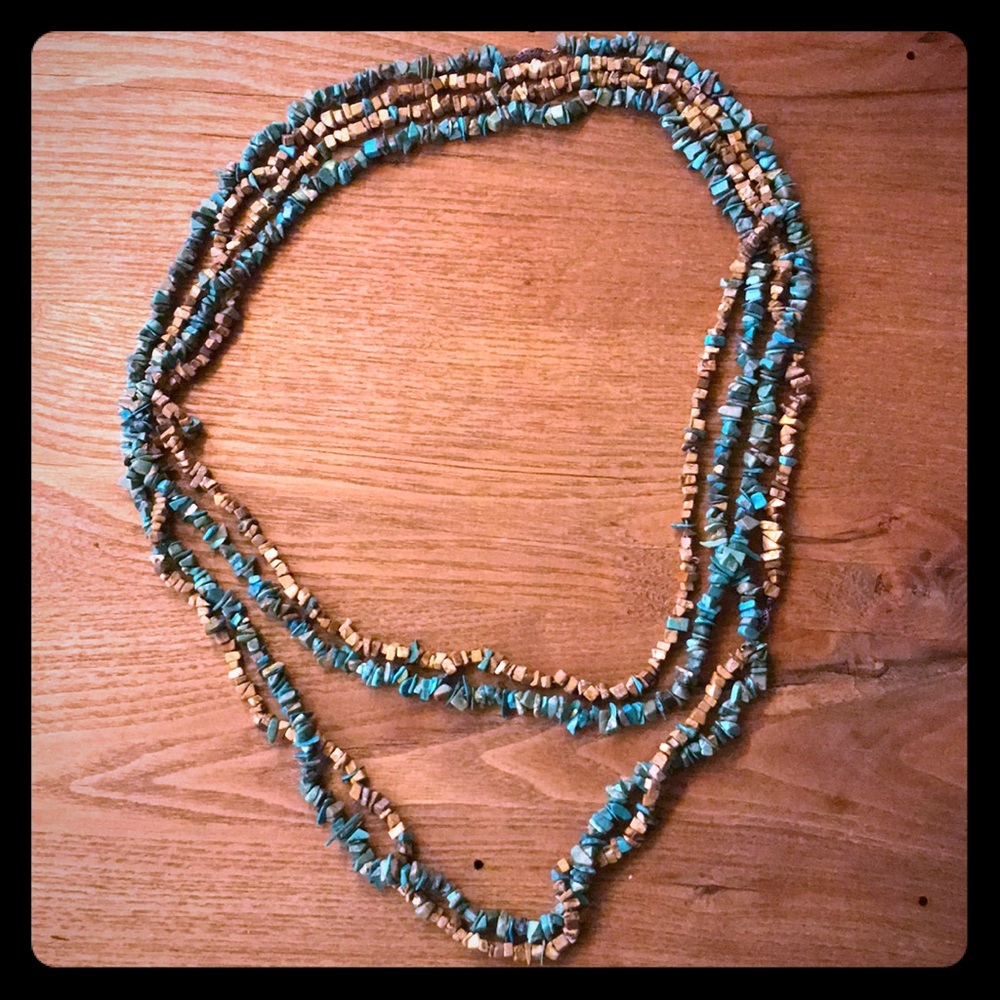 Turquoise color long necklace
